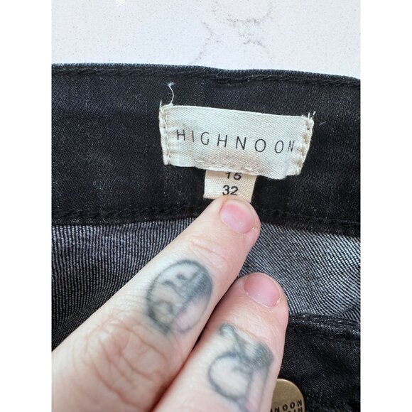 High noon ultra flare high waisted black denim jeans fairy‎ hippy size 32 - Picture 5 of 5